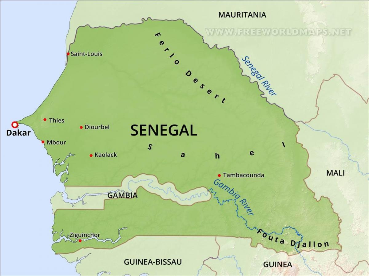 peta dari peta fisik Senegal