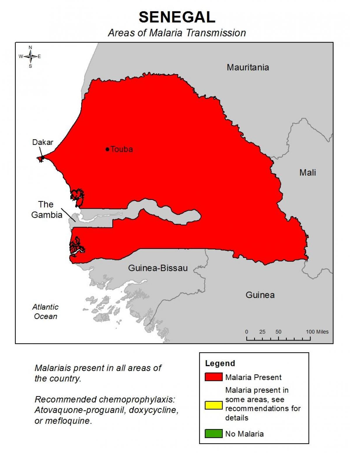 peta dari Senegal malaria
