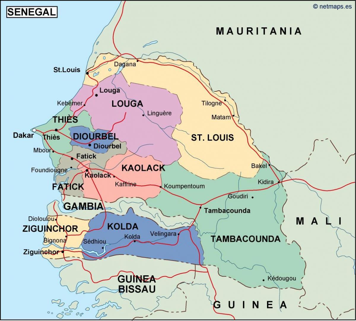 peta dari negara Senegal