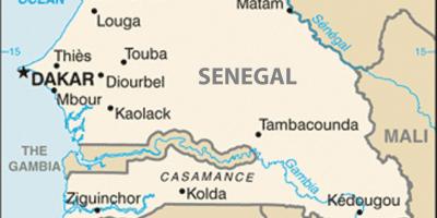 Peta dari Senegal dan negara-negara sekitarnya
